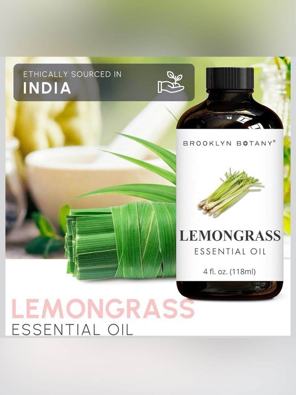Brooklyn‎ Botany 100 Pure Lemongrass Essential Oil - 4 fl. oz. - Picture 2 of 6